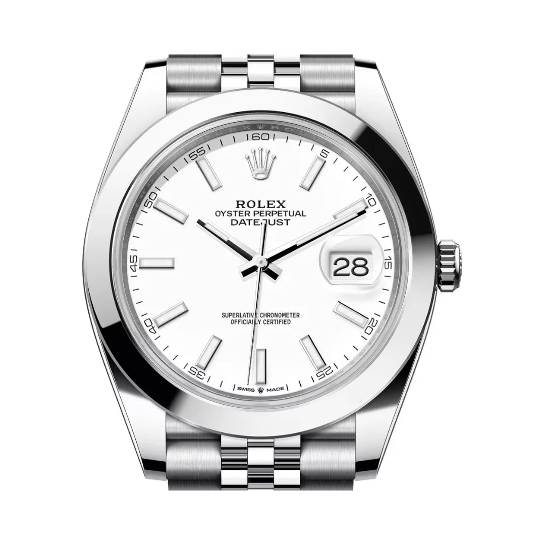 Rolex Datejust Oyster Perpetual 41mm White Dial Mens Watch