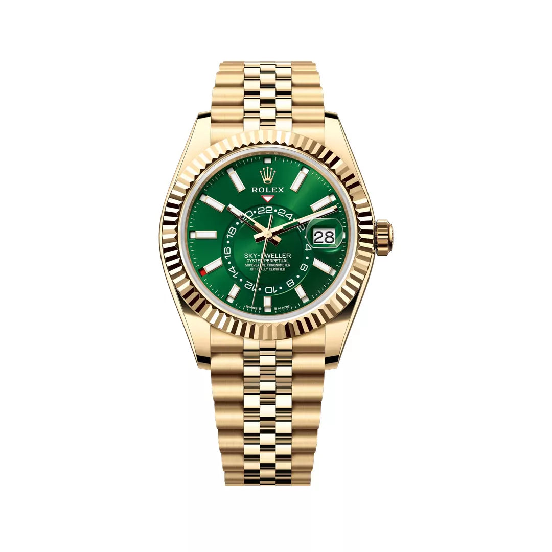 Rolex Sky-Dweller Yellow Gold 42mm Green Dial Men’s Watch