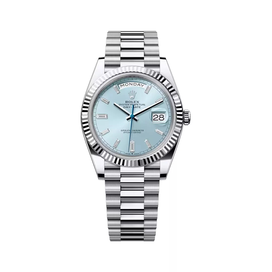 Rolex Day-Date Platinum 40mm Ice Blue Diamond Dial Men’s Watch