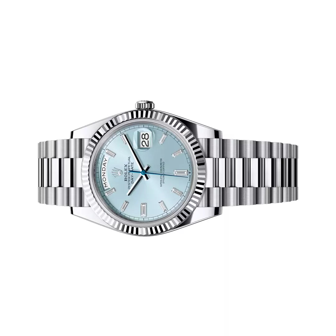 Rolex Day-Date Platinum 40mm Ice Blue Diamond Dial Men’s Watch
