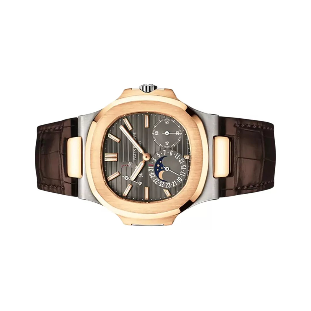 Patek Philippe Nautilus Moon Phase White Gold and Rose Gold 40mm Gray Dial Men’s Watch