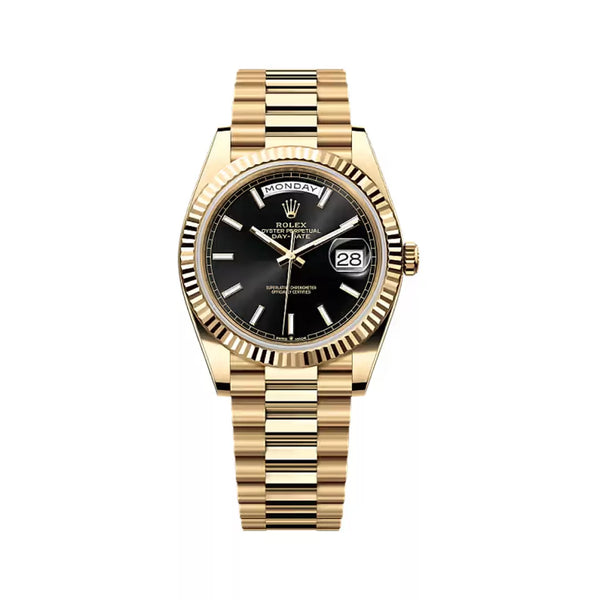 Rolex Day-Date Yellow Gold 40mm Black Index Dial Men’s Watch