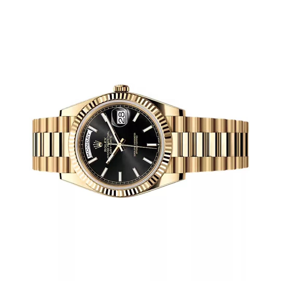 Rolex Day-Date Yellow Gold 40mm Black Index Dial Men’s Watch