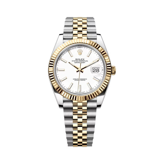 Rolex Datejust Oystersteel 18kt Yellow Gold 41mm White Dial Mens Watch