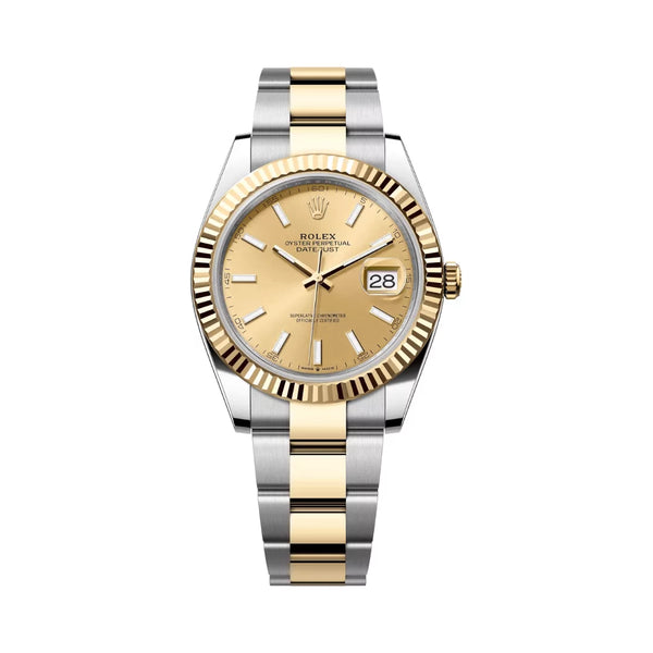 Rolex Datejust Oystersteel 18kt Yellow Gold 41mm Champagne Dial Mens Watch