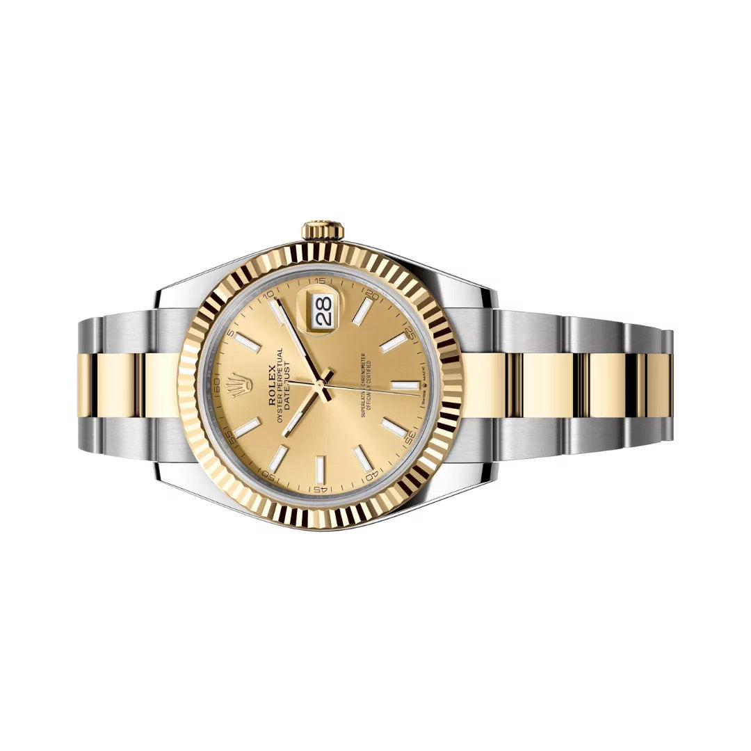 Rolex Datejust Oystersteel 18kt Yellow Gold 41mm Champagne Dial Mens Watch