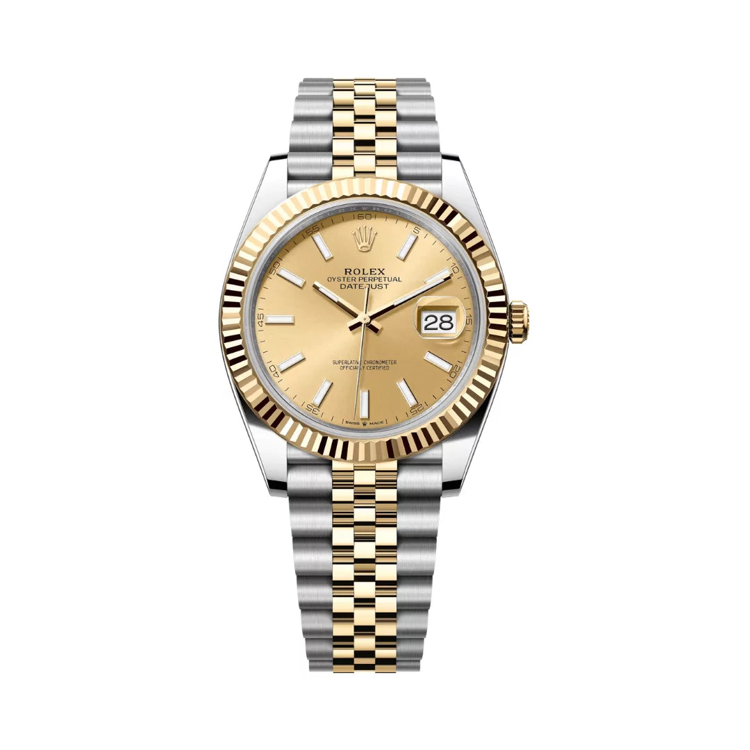 Rolex Datejust Oystersteel 18kt Yellow Gold 41mm Champagne Dial Mens Watch