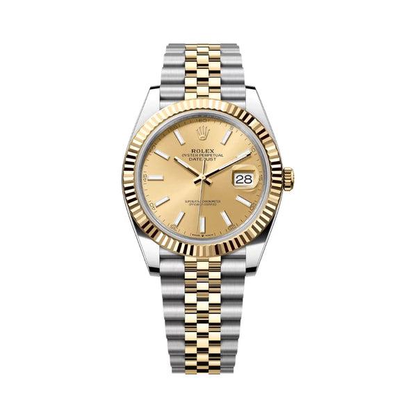 Rolex Datejust Oystersteel 18kt Yellow Gold 41mm Champagne Dial Mens Watch