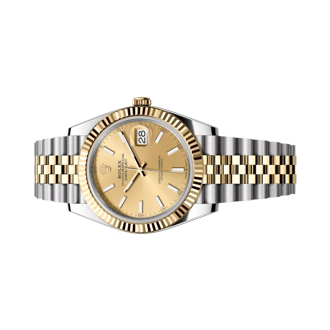 Rolex Datejust Oystersteel 18kt Yellow Gold 41mm Champagne Dial Mens Watch