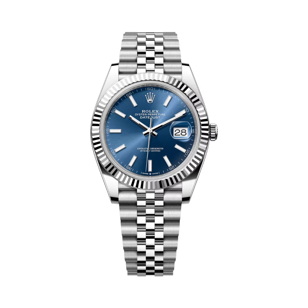 Rolex Datejust 41 Oyster Perpetual White Gold 41mm Blue Dial Mens Watch