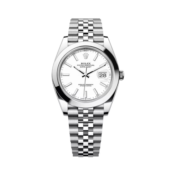 Rolex Datejust Oyster Perpetual 41mm White Dial Mens Watch