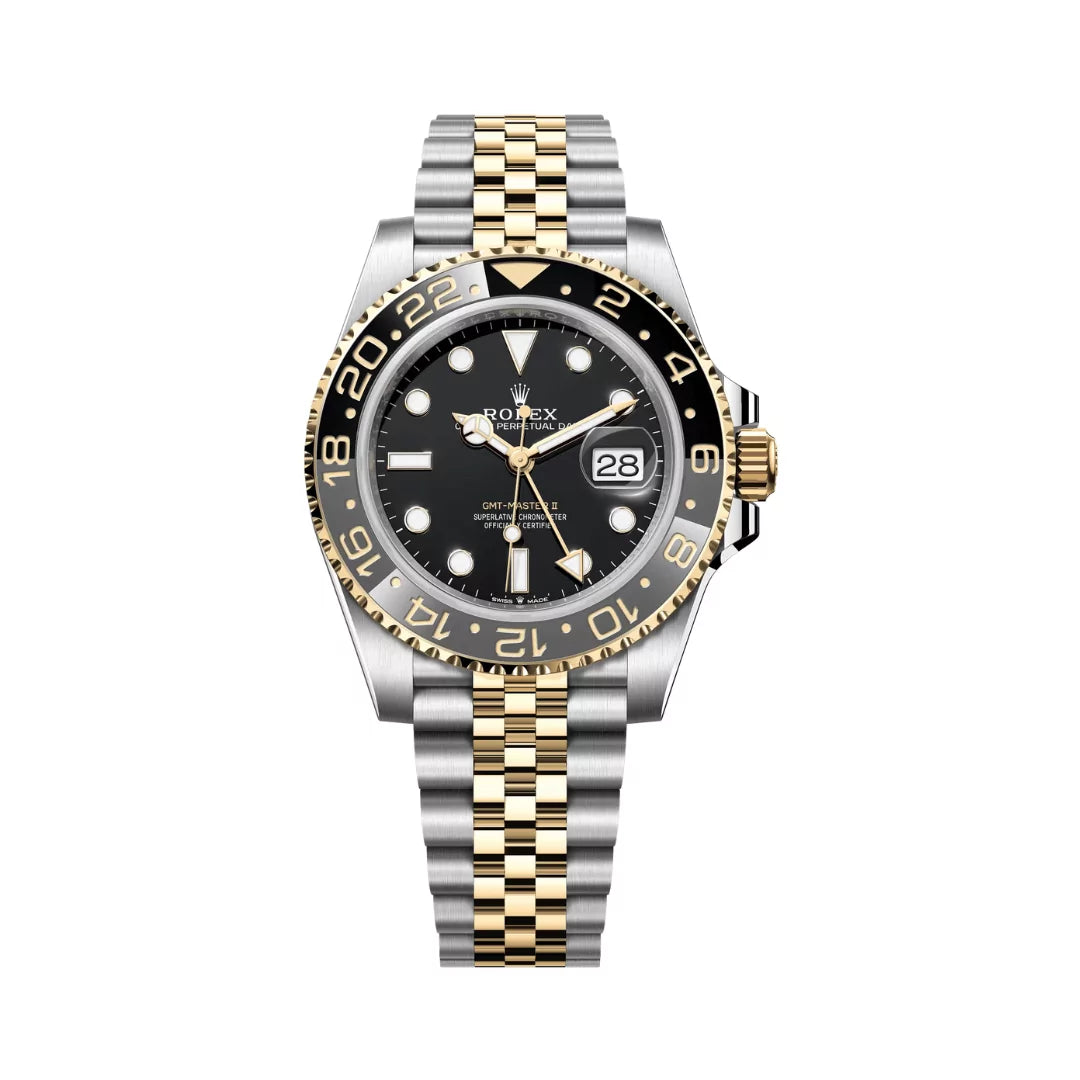 Rolex GMT Master II Oystersteel Yellow Gold 40mm Black Dial Mens Watch