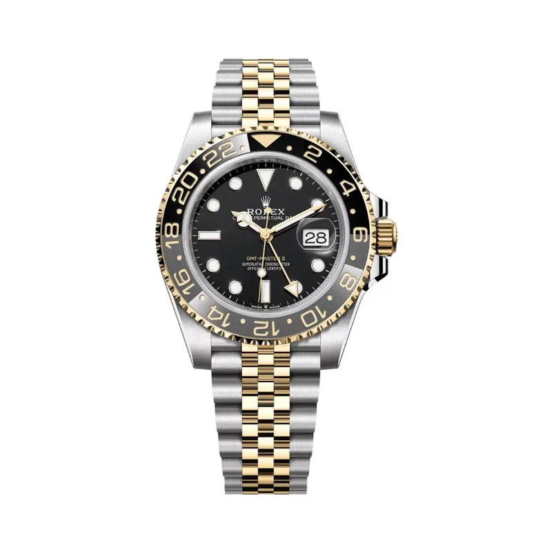 Rolex GMT Master II Oystersteel Yellow Gold 40mm Black Dial Mens Watch